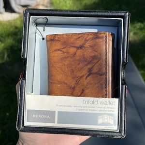 Trifold genuine leather wallet